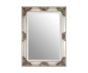 Orsina Baroque Rectangle Silver Wall Mirror,metallic Ornate Floral Framed Hanging Mirror,intricate Silver Mirror