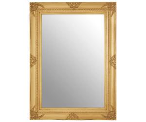 Orsina Baroque Rectangular Gold Finish Wall Mirror,hanging Mirror With Bevelled Edges,antique Gold Wooden Mirror