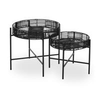 Orsina Batu Set Of 2 Black Rattan Side Tables