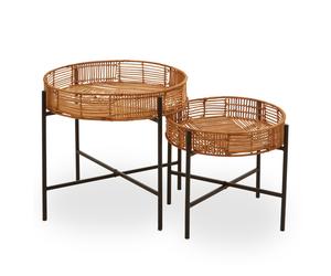 Orsina Batu Set Of 2 Rattan Side Tables in Brown Orsina Brown