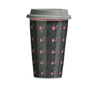 Orsina Beautiful Design Ditsy Travel Mug, Decorative Design Mug For Journies, Secured Lid Reusable Travel Mug in Grey Orsina Grey