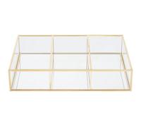 Interiors by PH 3 Compartments Clear Glass Makeup Organiser, Clear