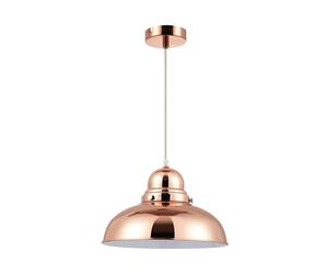Orsina Bell Pendant Light With Copper Finish , Hanging Lamp With Chrome Screws, Pendant Lamp With Glass Bulb Cover