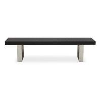 Orsina Bench With Black Wooden Top, Sleek Wooden Bench, Garden Bench For Outddor Patio, Rectangular Dining Bench