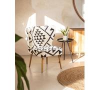 Orsina Berber Style Mango Wood Chair, Geometric Wingback Armchair For Living Room, Textured Cotton Upholstery Orsina Multicolor