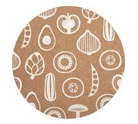 Orsina Besa Set of Four Cork Round Placemats, Durable Heat-Resistant Table Mats with White Vegetable Outline Design Orsina Multicolor