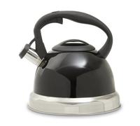 Orsina Black 3000Ml Whistling Kettle, Sleek Stainless Steel Stovetop Kettle With Whistle & Soft Touch Handle,