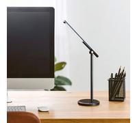 Orsina Black Aluminium Touch Lamp, Modern Rotatable Desk Lamp With Round Base, Sleek Touch-Control Table Light
