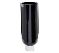 Orsina Black And Silver Small Pedestal Vase, Glossy Stoneware Vase With Metallic Silver Base, Decorative Vase