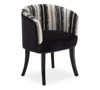 Orsina Black And White Chair, Stud Detail Boho Accent Chair With Mango Wood Legs, Monochrome Upholstered Chair