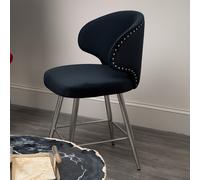 Orsina Black Bar Chair Stool with Curved Back, Kitchen Stool for Bar, Breakfast Stool with Velvet Upholstery Orsina Black