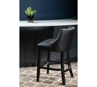 Orsina Black Bar Stool With Back, Velvet Seat Breakfast Bar Chair, Kitchen Stool With Footrest, Chair For Bar, Home