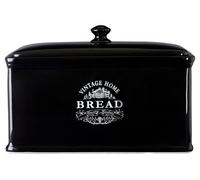 Orsina Black Bread Crock, Sturdy Ceramic Crock For Bread Storage With Lid, Glazed Stone Bread Crock For Loaves