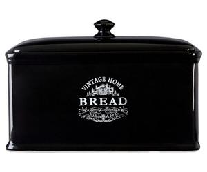Orsina Black Bread Crock, Sturdy Ceramic Crock For Bread Storage With Lid, Glazed Stone Bread Crock For Loaves