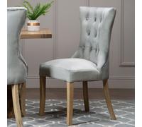 Orsina Black Buttoned Dining Chair, Button Tufted Accent Chair, Upholstered Seat With Wooden Legs, Decorative Chair in Grey Orsina Grey