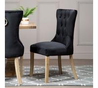Orsina Black Buttoned Dining Chair, Button Tufted Accent Chair, Upholstered Seat With Wooden Legs, Decorative Chair Orsina Black