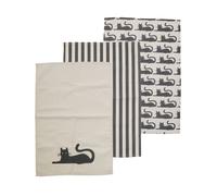 Orsina Black Cat Tea Towels - Set of 3, Fun & Quirky Cat-Themed Designs On Soft Cotton Fabric Orsina Multicolor