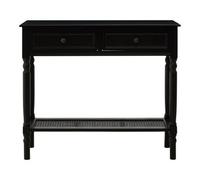 Orsina Black Console Table For Hallway, Pine Wood Table For Home Décor, Wood Table With 2 Drawers For Office