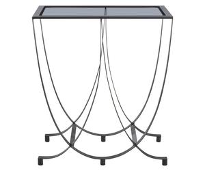 Orsina Black Console Table with Grey Glass Top, Curved Metal Base Console Table for Hallway or Living Room Orsina Grey