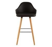 Stockholm Black Curved Backrest Bar Stool - Black