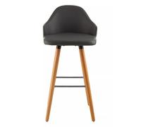 Orsina Black Curved Backrest Bar Stool, Comfortable Seating Faux Leather Bar Stool, Easy to Clean Kitchen Bar Stool in Grey Orsina Grey