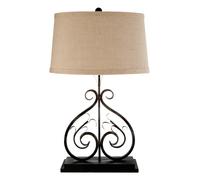 Orsina Black Decorative Table Lamp, Curled Metal Frame Lamp With Neutral Fabric Shade, Luxe Sculptural Desk Light Orsina Black