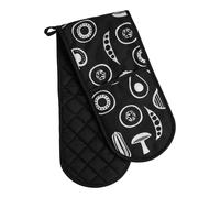 Orsina Black Double Oven Glove, Quilted Heat-Resistant Design With Bold Modern Pattern, Protects Both Hands When Orsina Black