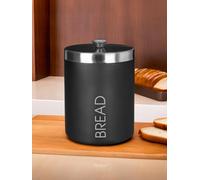 Orsina Black Enamel Bread Bin, Stylish Metal Storage Bin With Glossy Enamel Finish And Lid, Keeps Bread Fresh