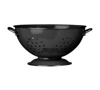 Orsina Black Enamel Colander, Durable Metal Strainer With Twin Handles And Glossy Finish, Ideal For Draining