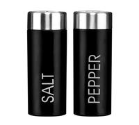 Orsina Black Enamel Salt And Pepper Set, Durable Metal Shakers With Glossy Enamel Finish, Easy To Refill