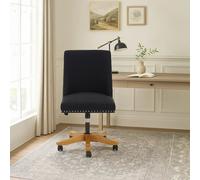 Orsina Black Fabric Home Office Chair, Black Upholstery with Stud-Trim Detailing, Swivel Wooden Base with Castors Orsina Black