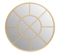 Orsina Black Finish Round Wall Mirror, Industrial Geometric Accent Mirror for Living Room, Sleek Metal Frame Mirror in Gold Orsina Gold