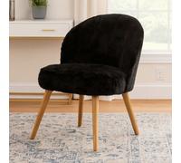 Orsina Black Fur Effect Chair, Backrest Indoor Chair, Easy To Clean Small Lounge Chair