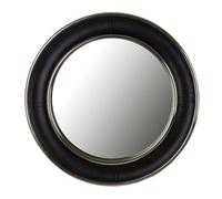 Orsina Black Genuine Leather Wide Rim Wall Mirror