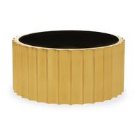 Orsina Black Glass & Gold Titanium Round Coffee Table Modern, Statement Piece Modern Luxury Coffee Table Orsina Gold