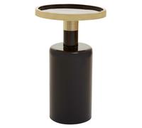 Orsina Black & Gold Side Table, Art Deco Iron Accent Table for Living Room, Contemporary Round End Table Orsina Black