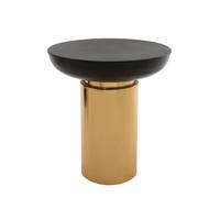 Orsina Black & Gold Side Table, Retro Modern Round Metal Table With Contrasting Finish, Iron Accent Table Orsina Gold