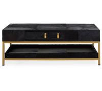 Orsina Black Hair On Hide Coffee Table, Gold Frame Modern Statement Table, Rectangular Living Room Table