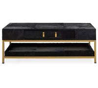 Orsina Black Hair On Hide Coffee Table, Gold Frame Modern Statement Table, Rectangular Living Room Table Orsina Black