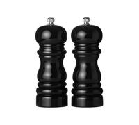 Premier Housewares Salt and Pepper Mill Set, 14.2 cm - Hi Gloss Black