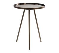 Orsina Black Iron Side Table, Mid-Century Modern Accent Table with Antique Glass Top, Splayed Leg Iron End Table Orsina Black