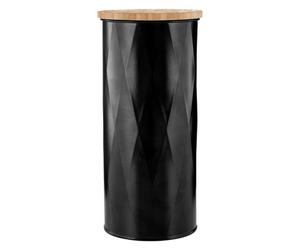 Orsina Black Large Storage Canister, Stylish Textured Metal Jar With Lid For Tea, Coffee Or Sugar, Compact