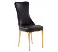 Orsina Black Leather Dining Chair, Effortless Cleaning Lounge Chair For Living Room, Space-Saving Dining Chair