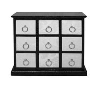 Orsina Black Leather Effect 9 Drawer Rectangular Cabinet, Corner Cabinet Storage, Living Room, Delivered Fully Assembled Orsina Black