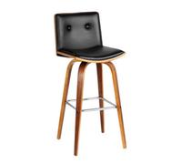 Orsina Black Leather Effect Bar Chair, Buttoned Back Design Modern Bar Chair, Black Bar Chair, Kitchen Bar Stool