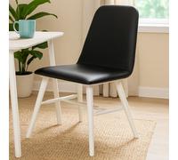 Interiors by Premier Black Leather Effect Dining Chair With White Legs Premier Housewares Black One Size