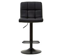 Orsina Black Leather Effect Quilted Bar Stool, Quilted Design Bar Stool For Kitchen, Sturdy Modern Bar Stool