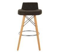 Orsina Black Leather Effect Seat Bar Stool, Comfortable Seating Faux Leather Bar Stool, Space-Saver Kitchen Stool