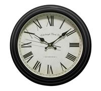 Orsina Black Lined Rim Wall Clock, Antique Style Silent Wall Clock, Classic Clock With Retro Minute And Hour Hands