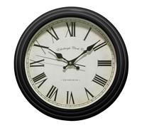 Orsina Black Lined Rim Wall Clock, Antique Style Silent Wall Clock, Classic Clock With Retro Minute & Hour Hands Orsina Black